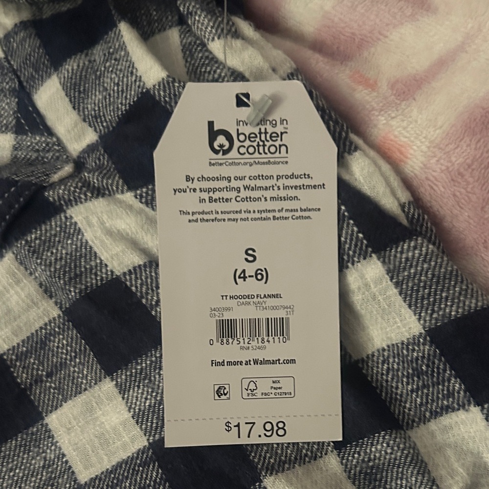 Time and Tru Checkered Button up Shirt with Cream Hood - Picture 6 of 6